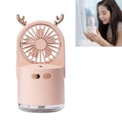Indoor Cute Creative Desktop Humidifier Water Meter Cooling MINI Deer Spray Fan Pink
