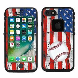 Teleskins Protective Designer Vinyl Skin Decals stickers For Lifeproof Fre Iphone 7 Iphone 8 Case - Usa American Flag Baseball Design Pattern - Only