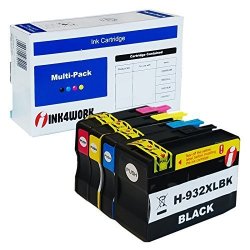 INK4WORK 4 Pack Compatible Replacement For Hp 932XL 933XL Ink Cartridge For Use With Officejet 6100 6600 6700 7110 7610 7612 Printer