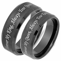 Xahh Couple Rings For Him And Her Forever My King queen Always Your Queen king Titanium Steel Promise Band Black Men Size 6