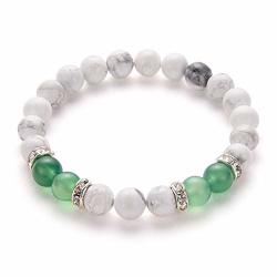 Poshfeel 8MM White And Pink Stone Beads Bracelets & Bangles Crystal Charm Bracelets For Women MBR170430 Green