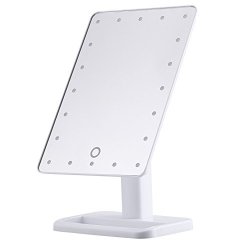 20 LED Touchable Makeup Mirror With Lights Screen Illuminated Makeup Stand Mirror Desktop Lighted Cosmetic Mirrors Dressing Lighted Mirror White For Women Girls