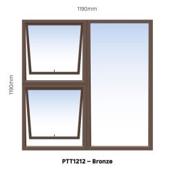 Aluminum Window Value Range Bronze Top Hung PTT1212 2 Vent W1200MM X H1200MM