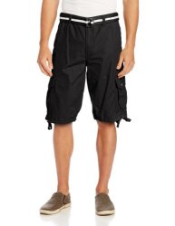 Southpole Young Men's Sportswear Southpole Men's Belted Ripstop Basic Cargo Short With Washing And 13.5 Inch Length All Season Black 36