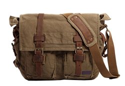 Vintage Berchirly Military Men Canvas Messenger Bag For 17.3 Inch Laptop