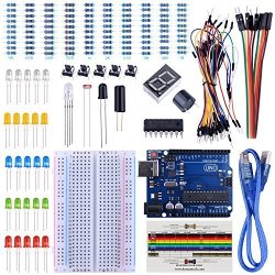 1 Digit 7-Segment Display Breadboard Resistance Card Frame Sensor UNIROI UNO Starter Kit for Arduino with Free Tutorials 147 Items with case 65 Jumper Wire and Buzzer UA002