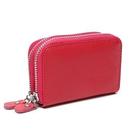 Credit Card Wallet Youna Rfid Blocking Genuine Leather Credit Card Holder For Women Rose Red
