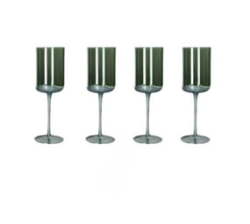 Green Crystal Wine Glasses - 22CM - 280ML - Set Of 4 With Handmade Keyholder