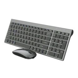 Wireless Keyboard And Mouse Set With Dual Charging For PC And Tablets- Grey