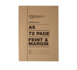 Exercise Book - Feint & Margin - White Pages - A5 - 72 Pages - 25 Pack