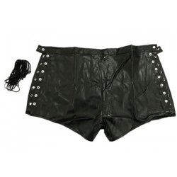 Men Sexy Panties Black Faux Leather Boxer Shorts