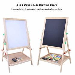 Topincn Art Wooden Drawing Board 2 In 1 Double Side Drawing Board Standing Art Wooden Board For Toddlers Children Learning