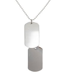 Silver 2 Pcs Alloy Pendant Necklace Army Double Dog Tag