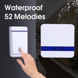 52 Melodies 300M Range Waterproof Wireless Doorbell Alarm Ring Doorbell Us Eu Plug