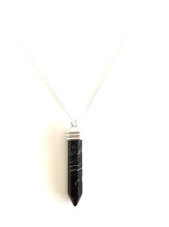 Gradient Black Point Necklace - Black Cord Choker