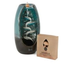 Ceramic Mountain Water Fall With Backflow Incense Cones