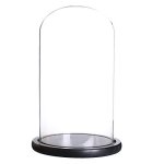 Siyaglass Clear Glass Cloche Globe Display Dome with Wooden Base Dia 5.9 inch 