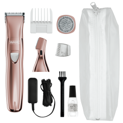9 Piece Pure Confidence Rechargeable Ladies Trimmer Kit-rose Gold   Ergonomic Design For Easy Use 3X Interchangeable Blades For A Variety Of Trimming