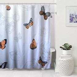 Polyester Shower Curtain Set Waterproof Fabric Butterfly Bathroom Curtain