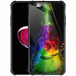 Iphone 6S Plus Case 9H Tempered Glass Iphone 6 Plus Cases For Girls Women Boys Multicolored Guitar Pattern Design Shockproof Anti-scratch Case For Apple