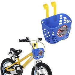 Kid's Bike Basket Mini-factory Cute Cartoon Shark Attax Pattern Bicycle Handlebar Basket For Boy Blue