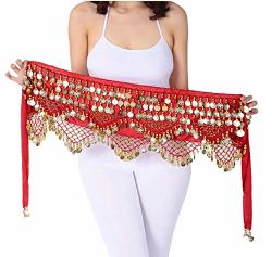 Belly Dance Costumes Gypsy Coin Skirt Women Belt Plus Size Red