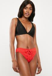 Missguided Textured Lace Up Brief - Red