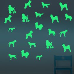 9pcs Honana 9x7cm Fluorescent Glow Cartoon Dog Wall Sticker