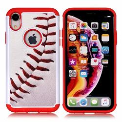 Iphone Xr Case - Baseball Sports Pattern Shock-absorption Hard PC And Inner Silicone Hybrid Dual Layer Armor Defender Protective Case Cover For Apple Iphone