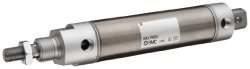 Smc NCMB088-0050 Stainless Steel Air Cylinder Round Body Double Acting Basic Style Mounting Not Switch Ready No Cushion 7 8" Bore Od 1 2" Stroke 0.25" Rod Od 1 8" Npt