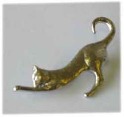 Silver Plated Brooch -cat Stretch