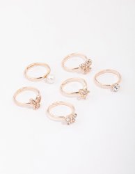 Kids Rose Gold Diamante Butterfly Stud Earring 6-PACK