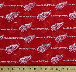 Cotton Detroit Red Wings Nhl Hockey Sports Team Red Tone On Tone Cotton Fabric Print By The Yard D160.07