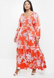 AMANDA LAIRD CHERRY Plus Sand Dress - Red white maroon Print