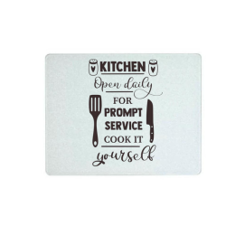 Kitchen Open - Printed Large Glass Cutting Board