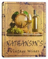 J Edgar Cool Nathanson's Family Name - Many Designs Available - Vintage Wines Gallery Wrapped Canvas Sign 3 Sizes Available - 11" X 14