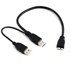 Storite New USB 3.0 Dual Power Y Shape 2 X Type A To Micro B Superspeed Cable External Hard Drives For Seagate toshiba wd hitachi samsung 35CM