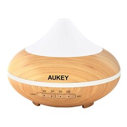 AUKEY Essential Oil Diffuser 200ml Electronic Aromatherapy Humidifier With Color Changing Lights And Auto Shut-off Function Light Brown