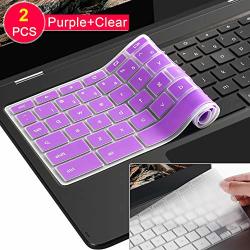 2 Pack Lapogy Keyboard Cover Skin For Samsung Chromebook Plus 12.3 Inch samsung Chromebook Pro 12.3 Inch Chromebook Plus XE513C24 Chromebook Pro XE513C24 Clear And Purple