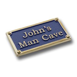 Personalized Man Cave Decor Sign Forged With Your Choice Of Name. Heavy Duty Cast Brass Sign Handmade In England Just For You By The