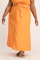 Palesa Linen Midi Skirt - Orange - 2XL