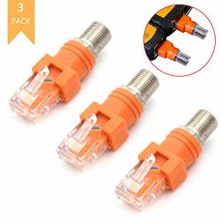 Wonds 3 Pack Straight F Female To RJ45 Male Coaxial Barrel Coupler Adapter Rf Connector To RJ45 Converter Adapters Coax Straight Connector