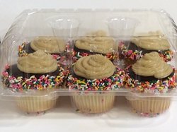 Clear Cupcake Boxes 4" High For High Toppinges- Holds 6 Cupcakes Each- 12 PACK