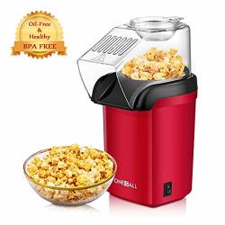 Popcorn Maker Oneisall 1200W Fast Popcorn Machine Hot Air Popcorn Popper With Wide Mouth Design Oil-free Including Measuring Cup And Removable Lid Fda Approved Renewed