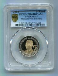 NELSON MANDELA Birthday Pcgs Proof Pf 68 Dcam - 2008 Coin - Free Worldwide Courier Shipping