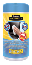 Fellowes Virashield Pack of 100 Antibacterial Screen Cleaning Wipes