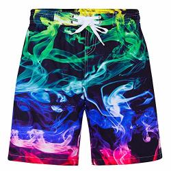 Idgreatim Little Boys Smoke Swim Trunks 6 Years Kids Quick Dry Beach Shorts With Pockets Elastic Waist Drawstring Bathing Suit With Mesh 6-7 Years