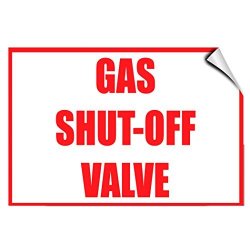Gas Shut Off Valve Hazard Emergency Label Decal Sticker 7 Inches X 5 Inches