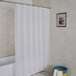 180cm White Shower Curtain Waterproof Fabric Bath Curtain With 12 Hooks