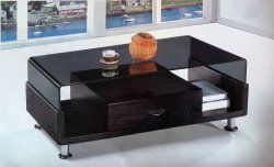 Modern Molded Glass Coffee Table With Draw